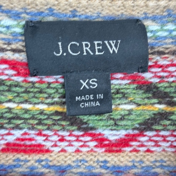 J Crew Fair Isle Wool Sweater Women XS Christmas Tan Rainbow Neutral Holiday - Picture 6 of 11